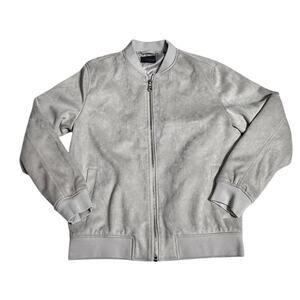 Marconi Men's Faux Suede Bomber Jacket Coat- Size Medium Old Money Quiet Luxury